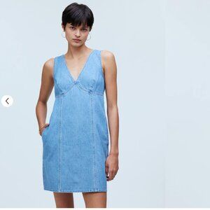 Madewell Ariana V-Neck Denim Mini Dress – Miona Wash – NWT – Size S